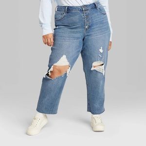 Wild Fable Distressed High-Rise Straight Ankle Jeans 18/34